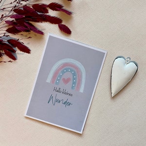 Karte zur Geburt | Babykarte | Hallo kleines Wunder | Format DINA6 | Regenbogen | Junge | Mädchen