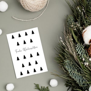 Schlichte Weihnachtskarte | Tannen | Frohe Weihnachten | Schwarz-Weiß | Format DINA6 | Weihnachten | Geschenkkarte