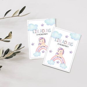 Einladung Kindergeburtstag | Einladungskarte |Einladungskarten-Set | Einhorn | Format DINA6 | Mädchen