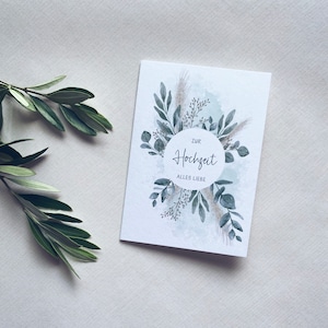 Glückwunschkarte zur Hochzeit | Klappkarte Hochzeit | Eukalyptus | Hochformat DINA6 | Hochzeit | Zur Hochzeit alles Liebe