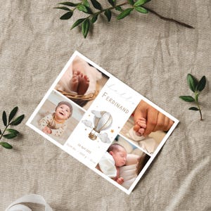 Personalisierte Dankeskarte zur Geburt | personalisierte Karte mit Fotos, Geburtsdaten und Text auf der Rückseite | DINA6-Format