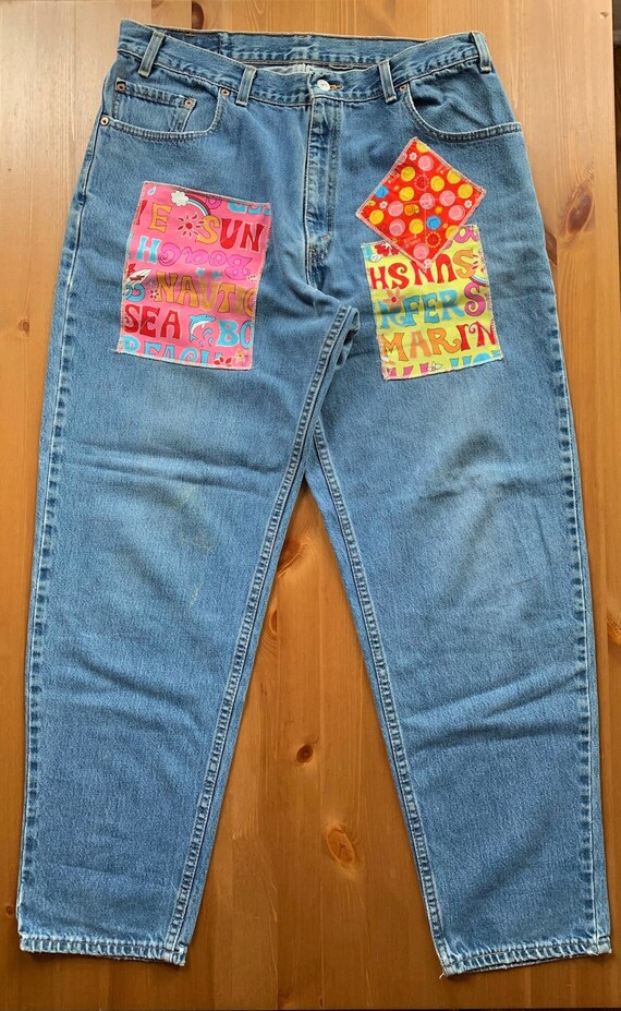 Vintage Levi Jeans - Mended and with Colorful Patc