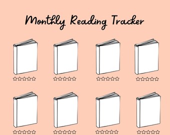 Rastreador de lectura mensual / Registro de lectura minimalista / Diario de lectura digital / Descarga digital en PDF / Agrega títulos y califica tus lecturas / Lista de libros
