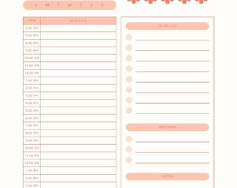 Planificador digital sin fecha / Flores rosas / Descargar PDF