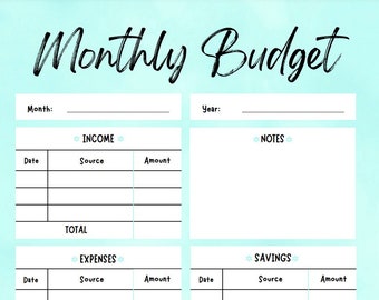 Rastreador de presupuesto mensual digital sin fecha / Mint / Herramienta de presupuesto sencilla para tabletas / Descarga instantánea en PDF