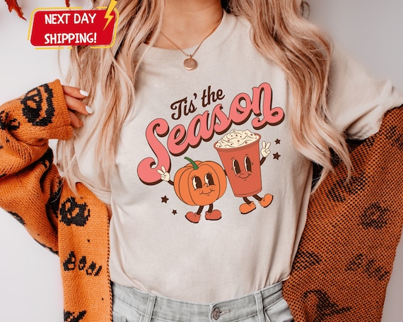Retro Fall Shirt, Tis The Season Tee, Vintage Fall Pumkin and Pumkin Spice Latte Shirt, Vintage Thanksgiving Shirt, Fall Shirt