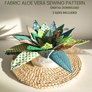 Fabric Plant Sewing Pattern PDF, Aloe Vera Sewing Tutorial, Digital Pattern with 3 Sizes, DIY Home Decor, Patterns Included