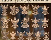 Angels Christmas Ornament SVG, Angel Ornament Bundle, Christian Decor Laser Cut File, Angel Wings SVG, Christmas Glowforge Decor SVG