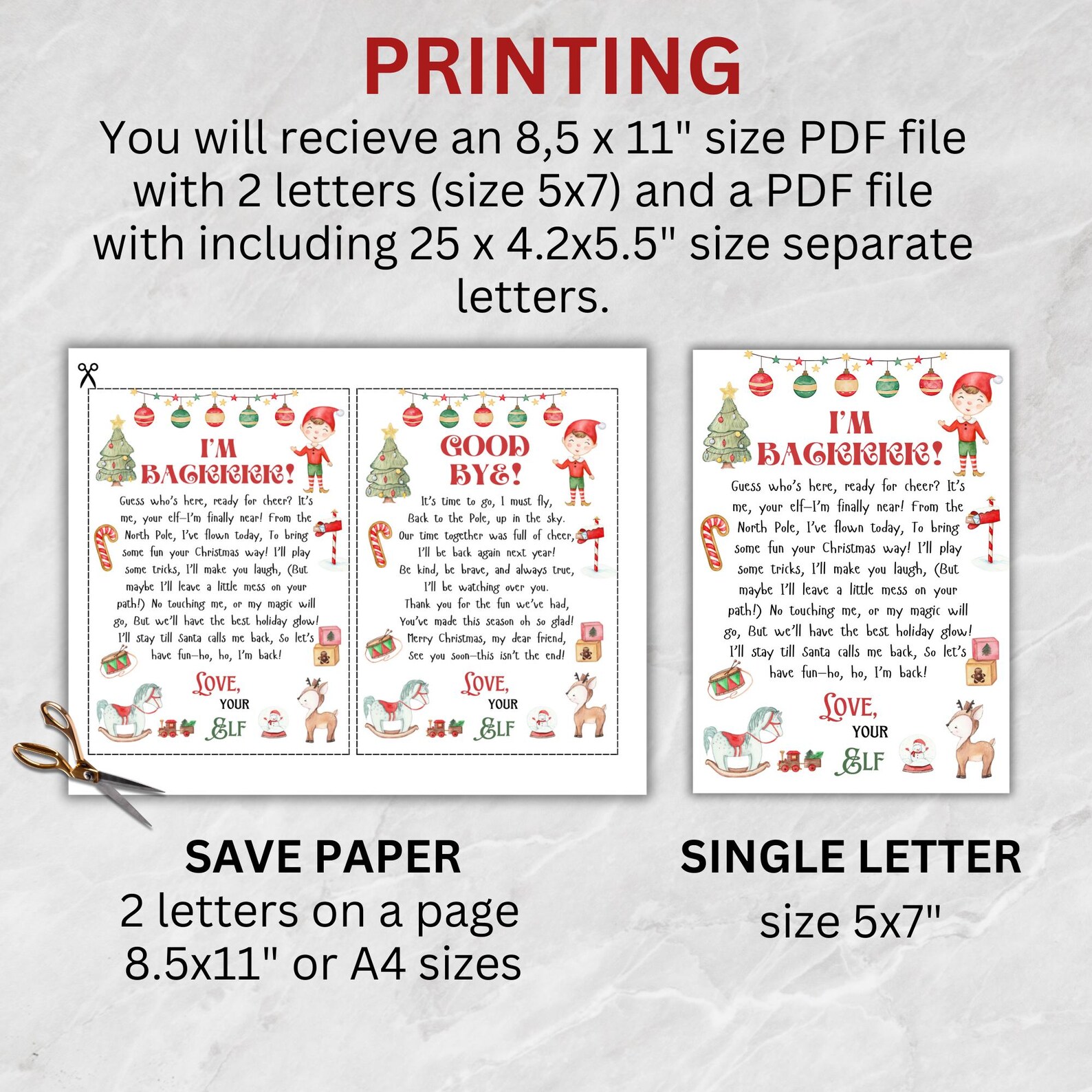 Elf Hello Letter & Elf Goodbye Letter Kit Printable, Elf Return Letter ...