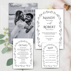 Foto Hochzeitseinladung Suite Canva Vorlage, Hochzeitseinladungsset, Hochzeitsdetailskarte, Rsvp-Karte, druckbares Hochzeitseinladungspaket