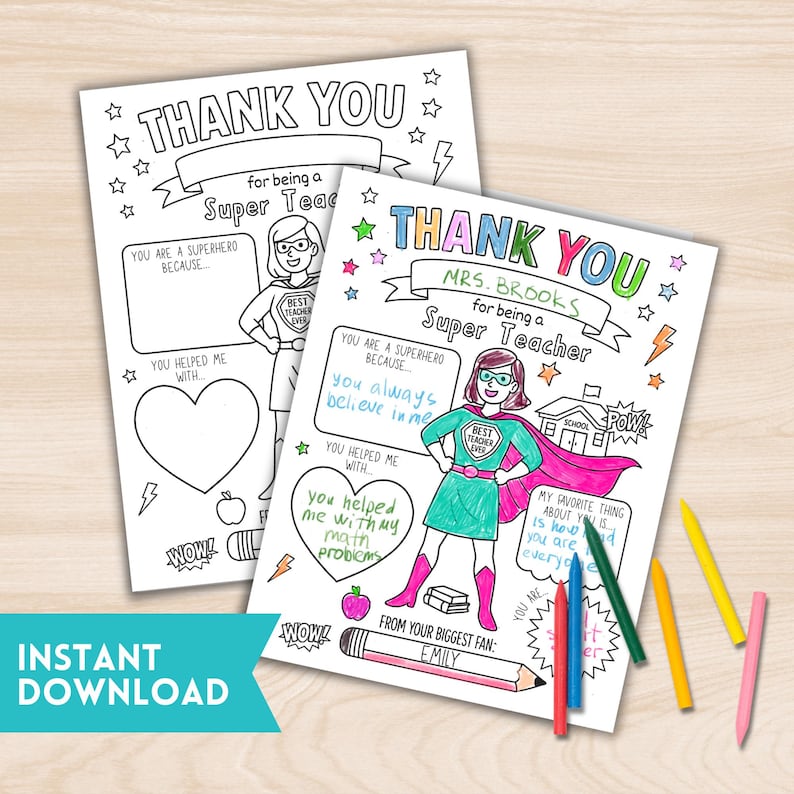 Teacher Thank You Coloring Page Printable, Teacher Appreciation Week ...