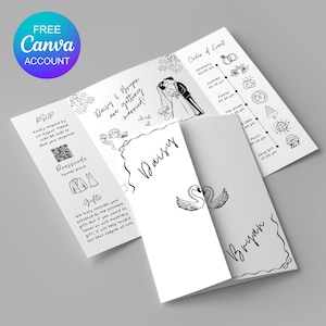 ゲートフォールド結婚式招待状テンプレート Canva 編集可能な手描きの気まぐれな結婚式招待状 デジタルウェディングカード 挙式と披露宴