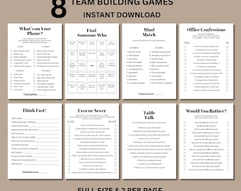 Office Team Building Games Bundle Printable, Coworker Bingo, Coworker Activity Office Game, Games For Work, Icebreaker Games Printable