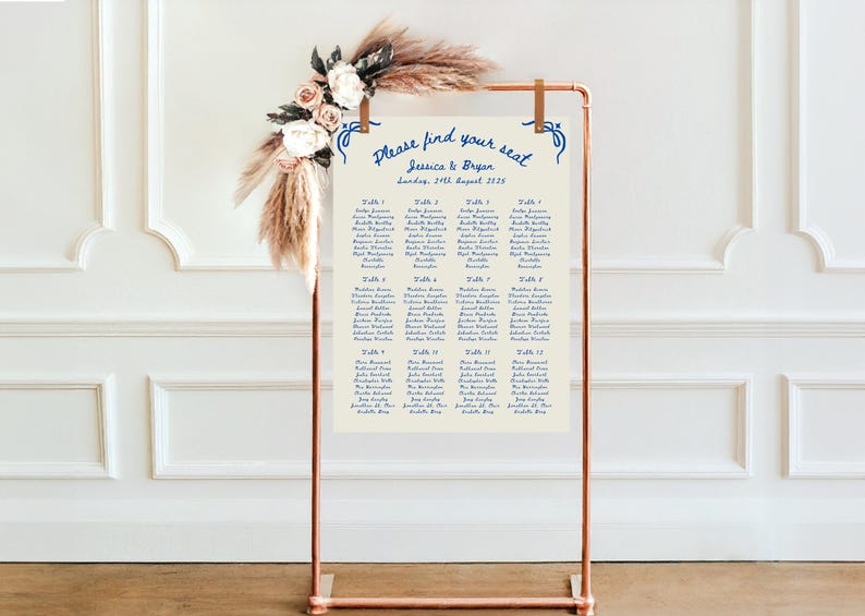 Editable Wedding Seating Chart Sign Template Canva Hand Drawn Whimsical Minimalist Doodle Seating Chart Board For Wedding Guest Table Number