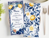 Watercolor Wedding Menu Template | Double-Sided Canva Menu Card | Editable Wedding Dinner Menu | Printable Elegant Menu Design