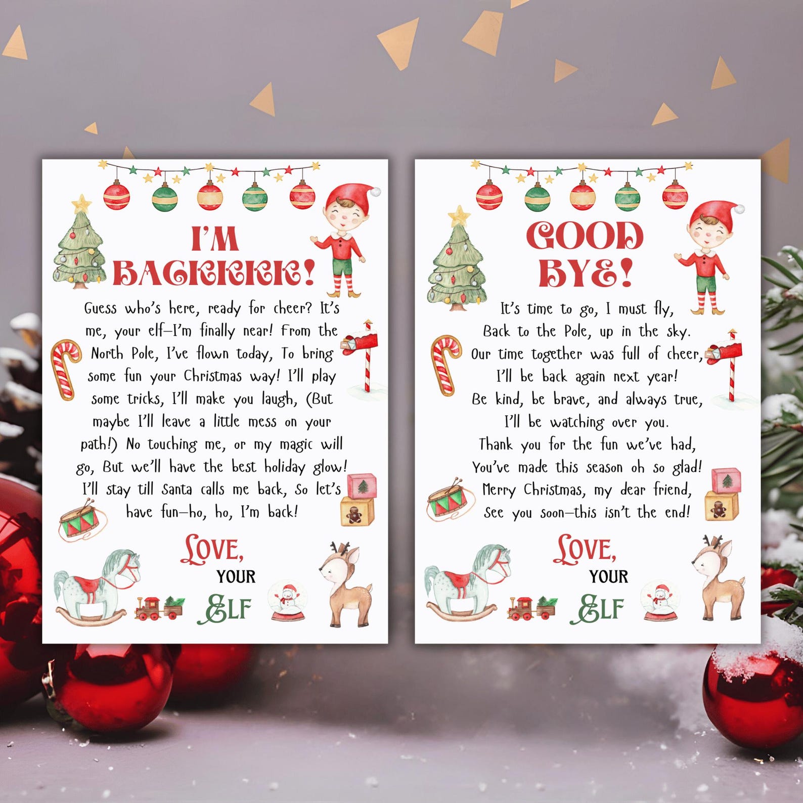 Elf Hello Letter & Elf Goodbye Letter Kit Printable, Elf Return Letter ...