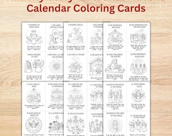 Cartes à colorier du calendrier de l'Avent pour enfants, téléchargement immédiat