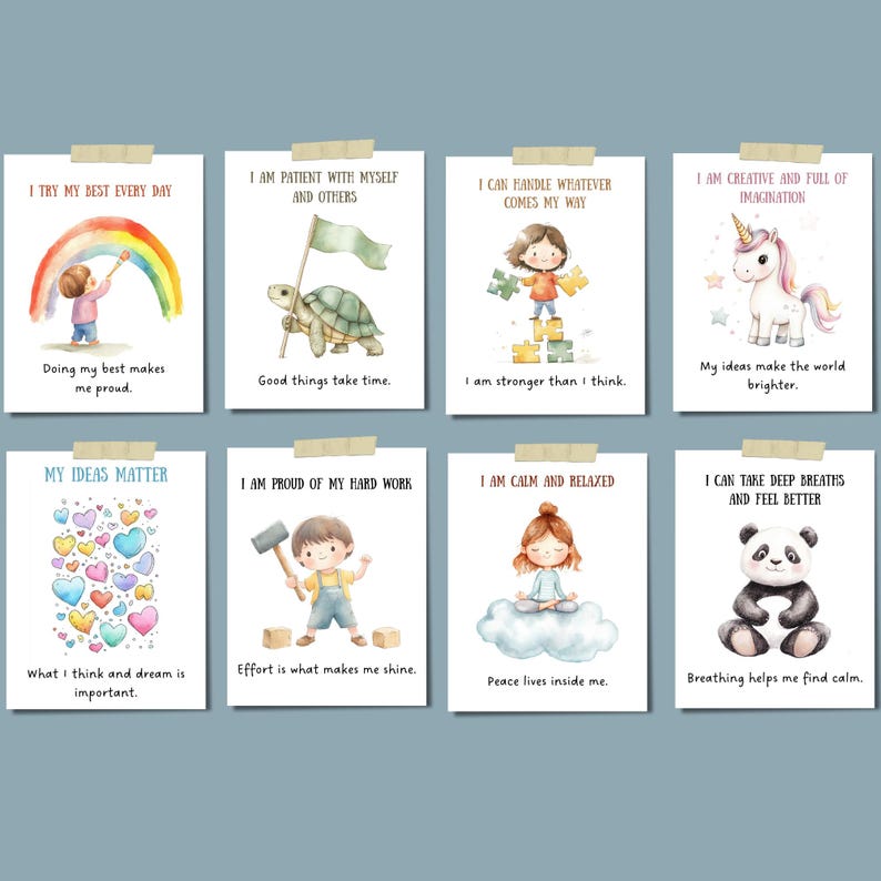50 Affirmation Cards for Kids Printable Positive Affirmation Flashcards ...