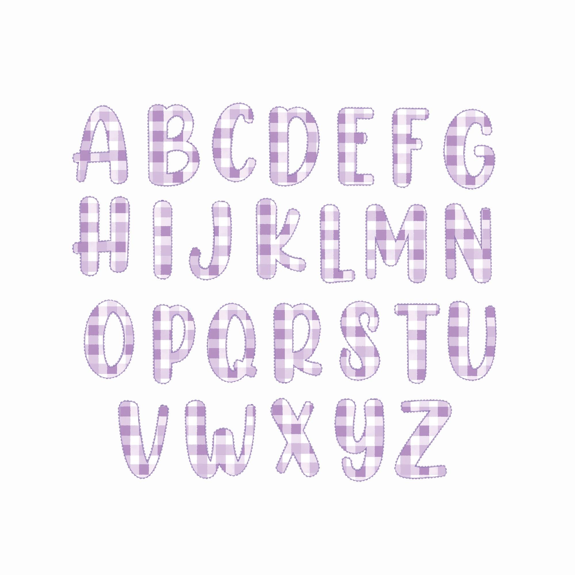 Grandmillennial Lace Trim Alphabet Set PNG, Preppy Lilac Floral Alpha ...