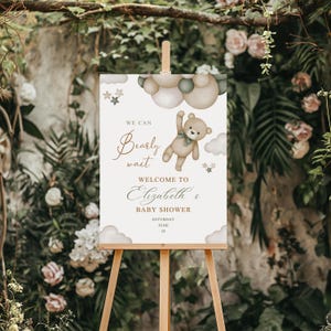 We Can Bearly Wait Baby Shower Welcome Sign, Editable Canva Template, Printable Bear Balloon Poster, Gender Neutral Baby Shower Decor image 8