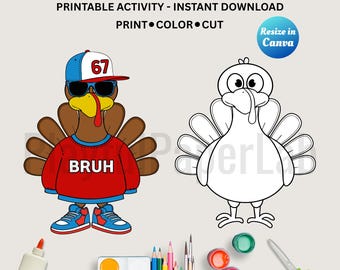 67 déguisements de dinde à imprimer, activité manuelle pour enfants sur le thème de Thanksgiving, costume de dinde à imprimer, téléchargement instantané