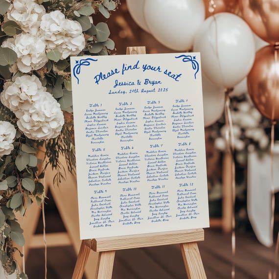 Editable Wedding Seating Chart Sign Template Canva Hand Drawn Whimsical Minimalist Doodle Seating Chart Board For Wedding Guest Table Number