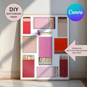 Matchbook Poster Template, Blank Matchbook Template Canva, Blank Matchbook Digital Download, Custom Matchbook, DIY Matchbox, Valentines Gift