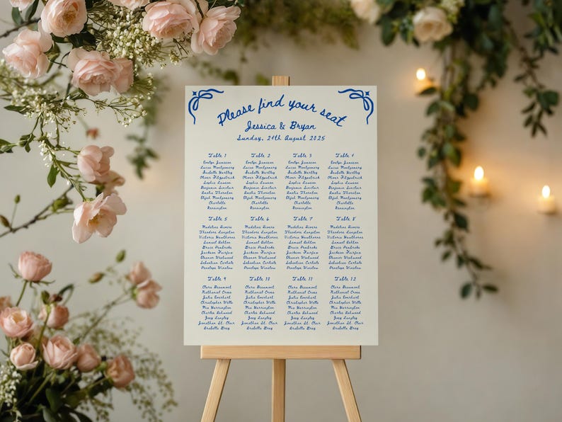 Editable Wedding Seating Chart Sign Template Canva Hand Drawn Whimsical Minimalist Doodle Seating Chart Board For Wedding Guest Table Number