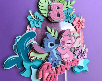 Stitch & Angel-taarttopper, verjaardagsfeestje decoraties voor taart