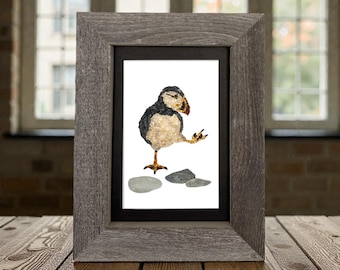 Puffin Pebble Art Print | Maine Coastal Bird Wall Decor