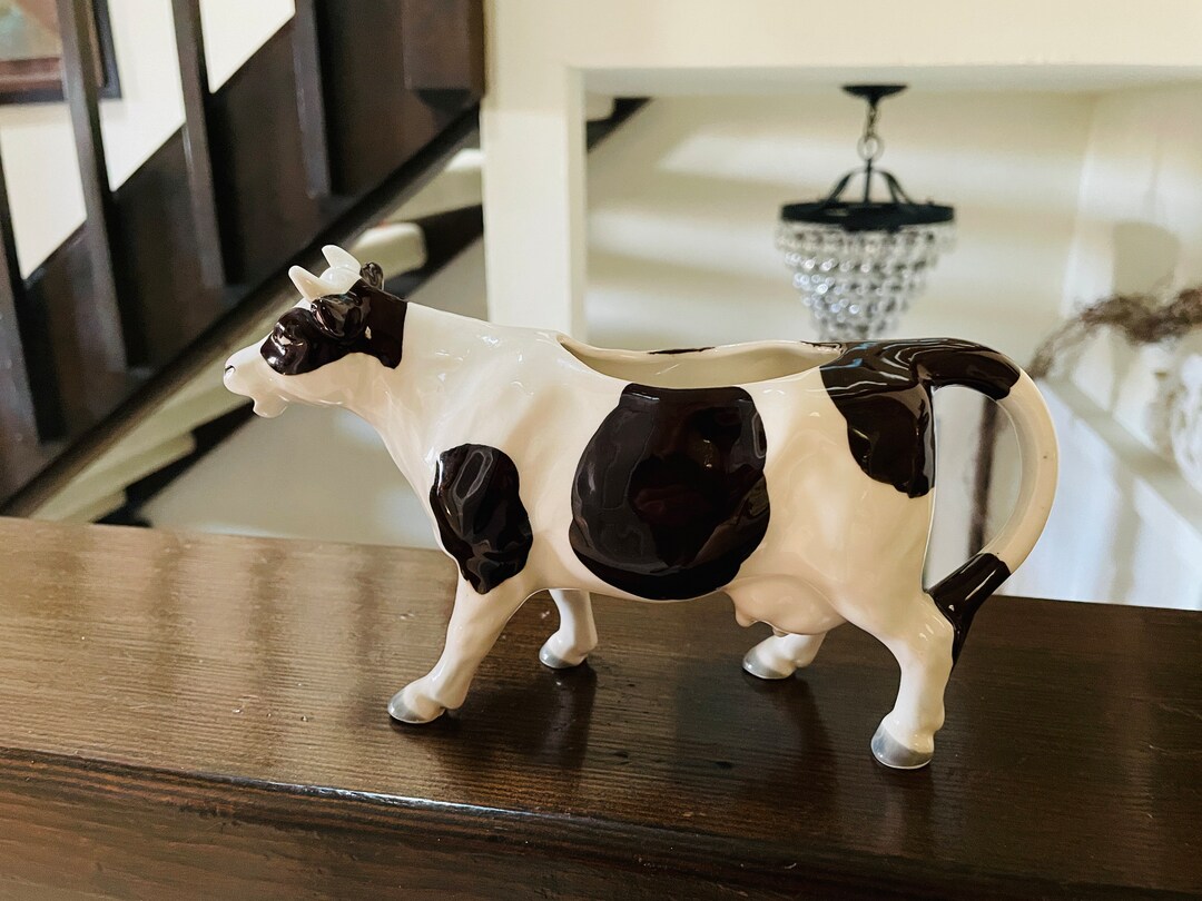 Vintage Norcrest Cow Creamer Ceramic Dairy Brown and White Cow Holstein