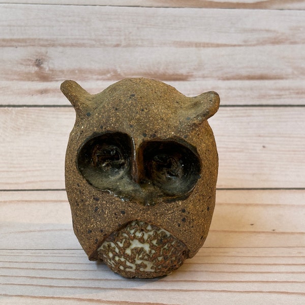 Unique Stone Owl, Handmade Rustic Bird Sculpture for the Nature Art Lover, Primitive Rustic Folk Statue