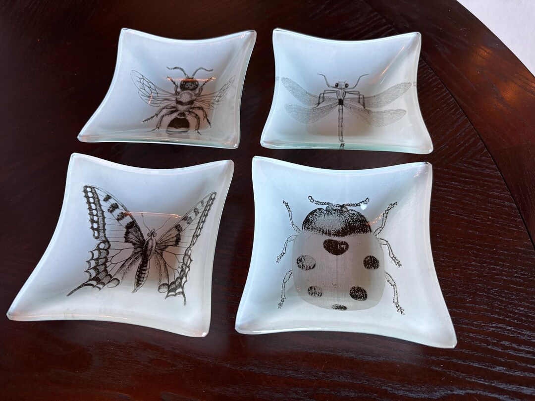 Prima Designs Insect Glass Dishes, Set of 4 Bug Trinket Bowls, Ladybug ...