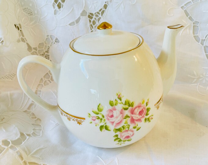 Cache-théière Vintage Brodé – Fait Main, Style Shabby Chic, Années 90, Bleu