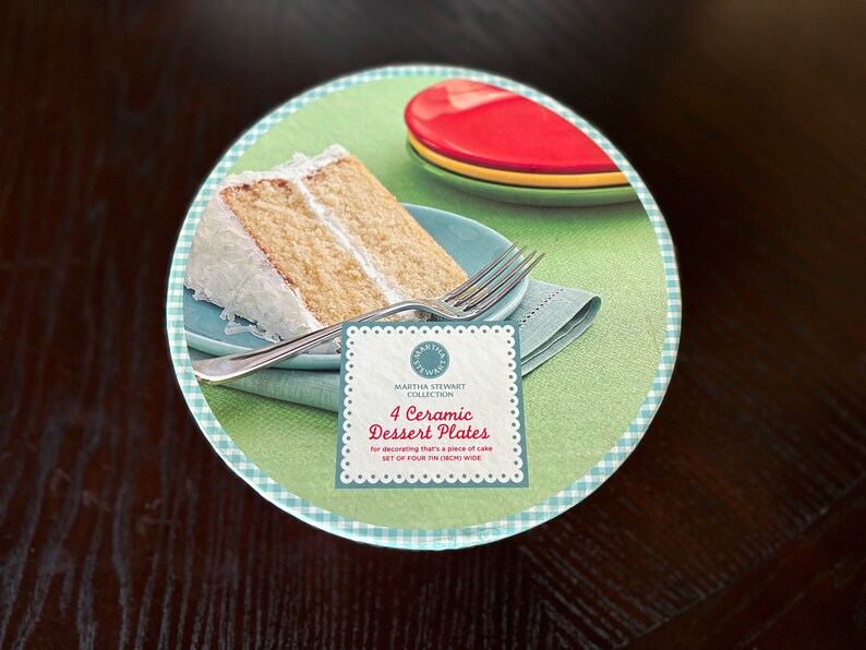 Martha Stewart Living Collection of 4 Dessert Plates 7” tall in the primary colors of red, yellow, green and blue. This was a 2008 Macys Exclusive.