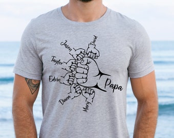 Custom Fist Bump Dad Shirt, Dad Shirt With Kids Names, Father's Day Gift, New Dad Shirt, New Dad Gift, Personalized Grandpa Shirt