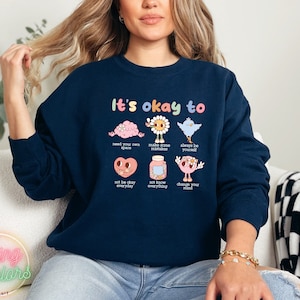 Retro It&#39;s Okay To Make Some Mistakes Sweatshirt, Your Feelings Matter Sweater, Mental Health Matters,Therapy Sweatshirt, Feelings Shirt