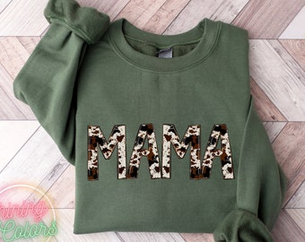 Mama Sweatshirt, Buffalo Plaid Mama Sweatshirt, Cow Pattern Mama Hoodie, Western Mama Sweatshirt, Mom to be Sweatshirt, Mom Gift