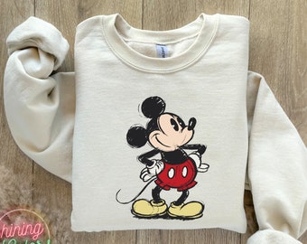Disney Classic Mickey Mouse Sweatshirt, Vintage Disney Mickey Hoodie, Disneyland Holiday Vacation Sweatshirt,Retro Disney Mickey Mouse Shirt