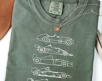Comfort Colors® F1 Car Evolution T-Shirt, Formula 1 Race Weekend Merch