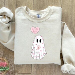 Be My Boo Sweatshirt, Ghost Sweater, Valentines Day Hoodie, XOXO Sweatshirt, Women Valentines Day Sweatshirt, Heart Sweatshirt image 3