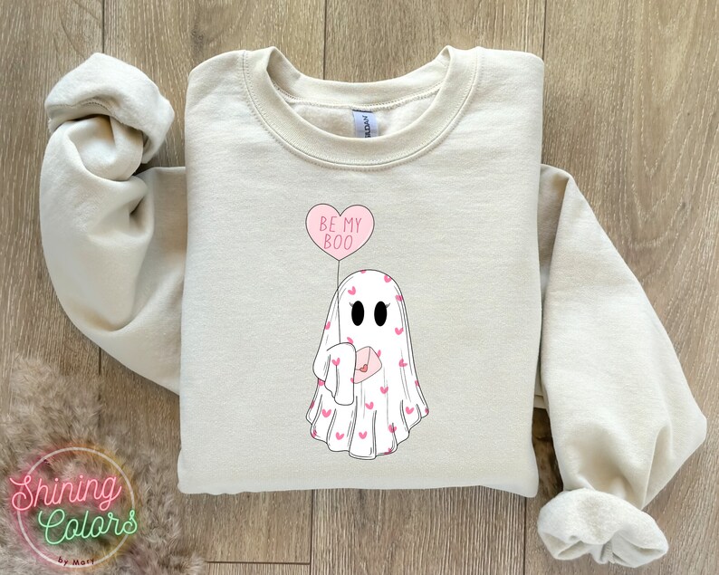 Be My Boo Sweatshirt, Ghost Sweater, Valentines Day Hoodie, XOXO Sweatshirt, Women Valentines Day Sweatshirt, Heart Sweatshirt image 3