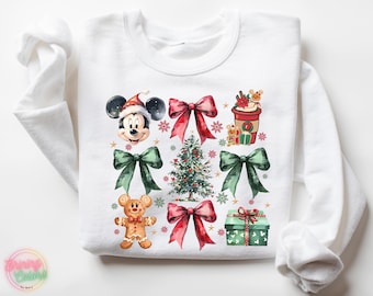 Sudadera navideña de Disney Coquette, con lazos de jengibre de Disney Coquette, sudadera navideña para mujer, regalo de Navidad para las fiestas.