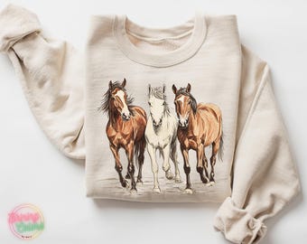 Horses Sweatshirt, Western Horses Sweatshirt,Western Cowboy Hoodie, American Western Sweatshirt, Horses Lover Gift Shirt, Country Sweatshirt