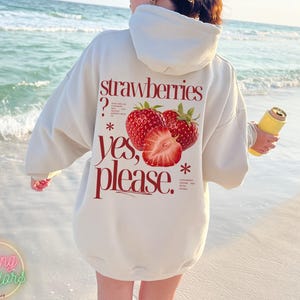 Retro Strawberry Sweatshirt or Hoodie, Strawberry Beach Oversized Hoodie,Vsco hoodie, Aesthetic Sweatshirt, Summer Vibes Hoodie,Tumblr Sweat