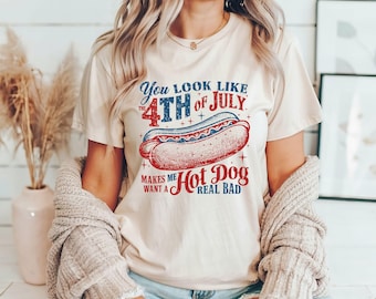 Funny 4th of July Hot Dog Shirt, Independence Day Tee