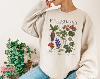 Herbology Plants Sweatshirt, Herbology Sweatshirt, Gift, Botanical, Plant Wizard Pottery,Gardening Shirt