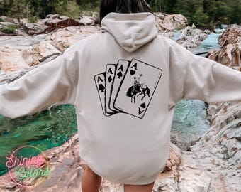 Ace Card Cowboy Hoodie, Playing Card Hoodie, Western Girl