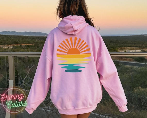 Retro Sunshine Hoodie, Retro Sunset Rays Wavy Back Sweatshirt, Sun Rays Sweater, Beachy Vibes, Retro Summer Time , Sunset Sweatshirt