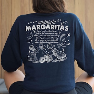 Midnight Margaritas Sweatshirt, Retro Halloween Sweatshirt, Witchy Hoodie, Halloween Gift, Midnight Margarita, Spooky Drinking Hoodie